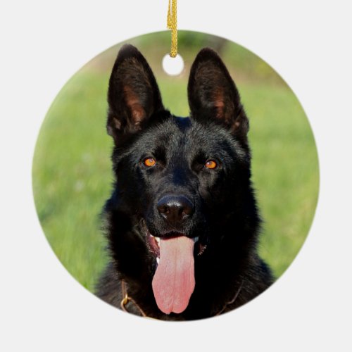 Black German Shepherd Dog _ GSD Puppy Ceramic Ornament