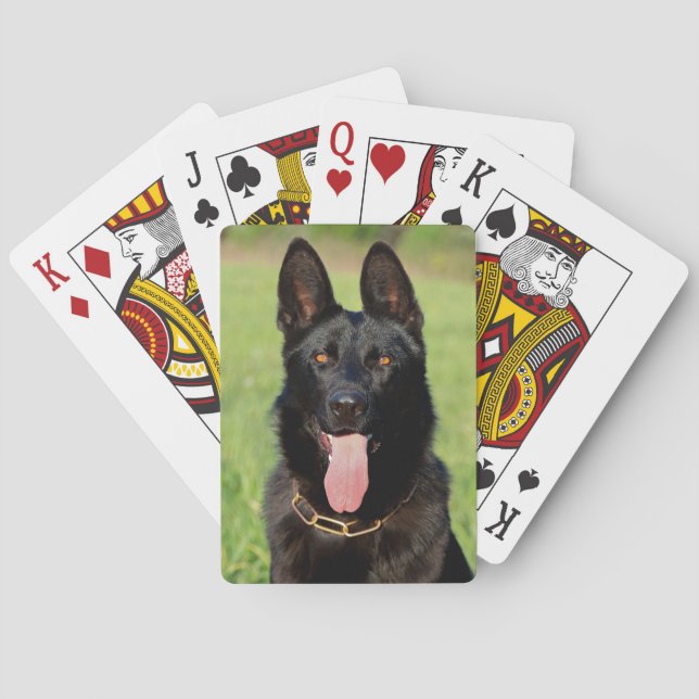 Black German Shepherd Dog - GSD Puppy Poker Cards (Back)