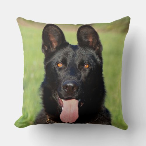 Black German Shepherd Dog _ GSD Puppy Throw Pillow