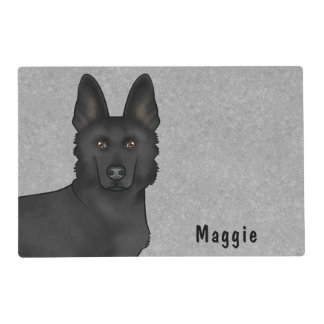 Black German Shepherd Dog Head And Custom Name Placemat