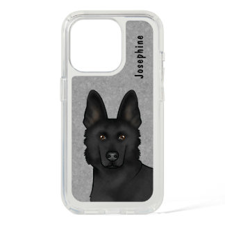 Black German Shepherd Dog Head Close-up With Name iPhone 15 Pro Case