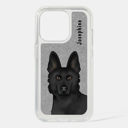 Black German Shepherd Dog Head Close_up With Name iPhone 15 Pro Case