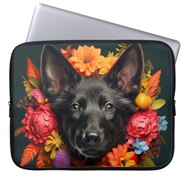 Black German Shepherd Dog Laptop Bag  (Front)