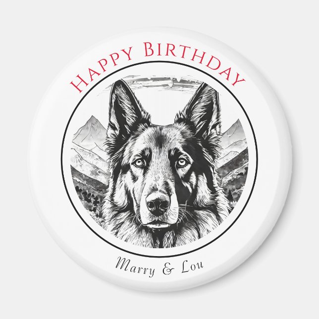 black German shepherd dog Magnet (Front)