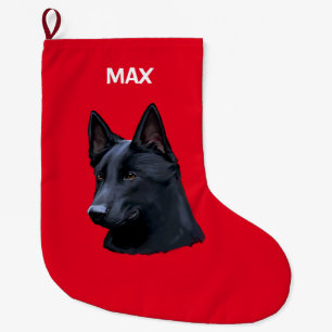 Black German Shepherd Dog Name Customizable Large Christmas Stocking