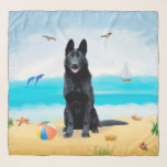 Black German Shepherd Dog on Beach Scarf<br><div class="desc">Black German Shepherd dog sitting on beach is a perfect gift idea for someone who love this dog breed.</div>