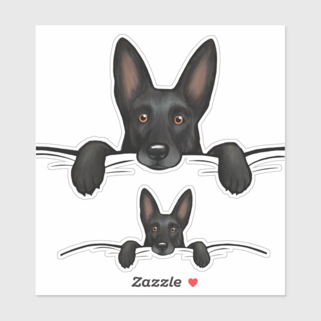 Black German Shepherd Dog Peeking Sticker (Sheet)