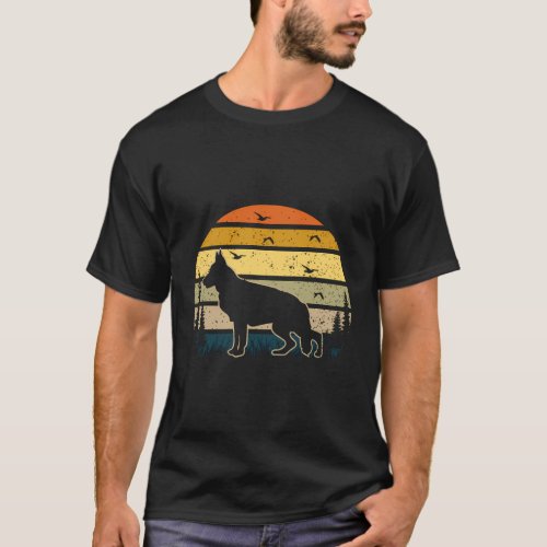 Black German Shepherd Dog Sunset T_Shirt