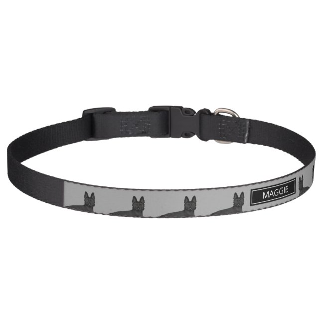 Black German Shepherd Dog With Custom Pet Name Pet Collar (Front)