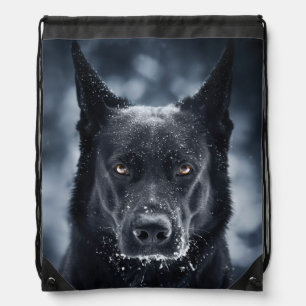 Black German Shepherd Drawstring Bag