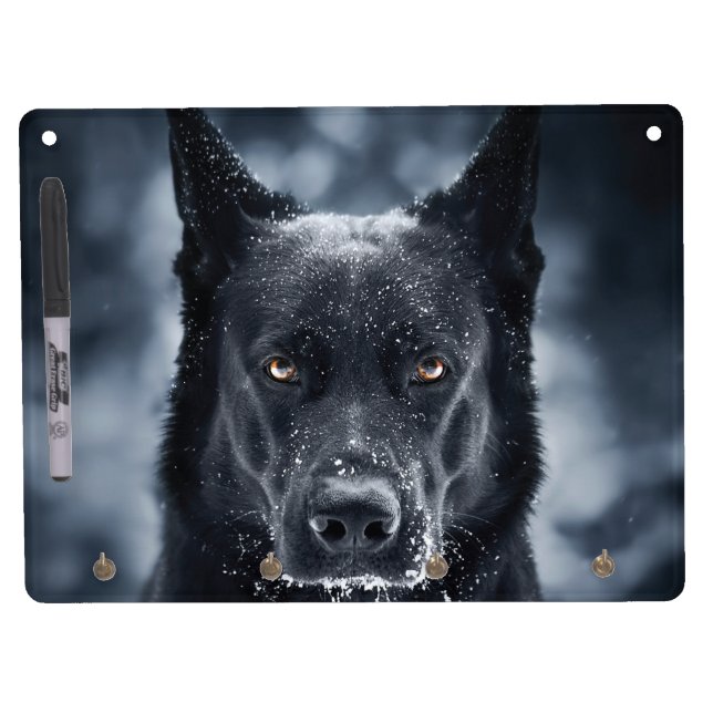 Black German Shepherd Dry Erase Board With Keychain Holder (Front)