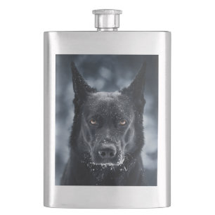 Black German Shepherd Flask
