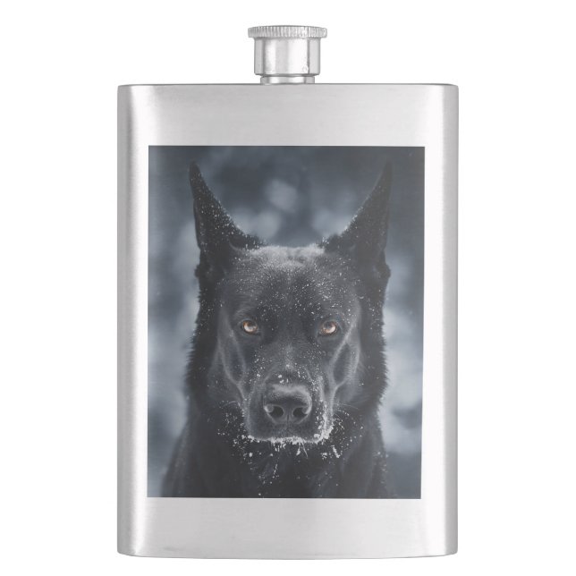 Black German Shepherd Flask (Front)