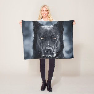 Black German Shepherd Fleece Blanket