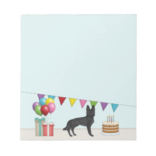 Black German Shepherd GSD Dog Colorful Birthday Notepad