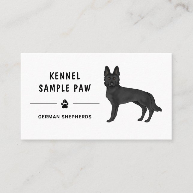 Black German Shepherd GSD Dog Kennel Breeder Business Card (Front)