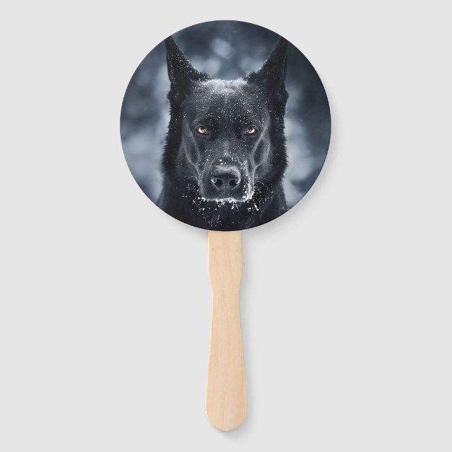 Black German Shepherd Hand Fan (Front)