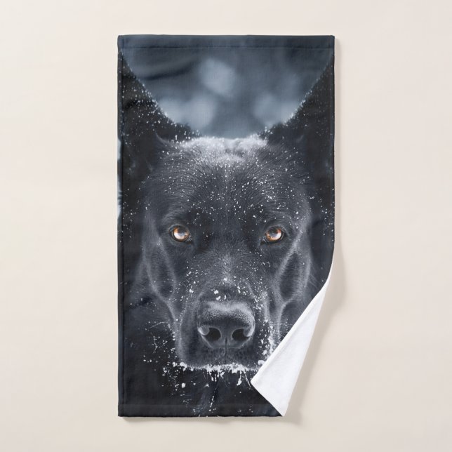 Black German Shepherd Hand Towel (Hand Towel)