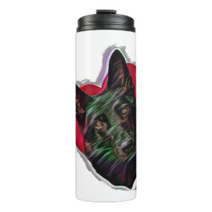 Black German Shepherd Heart Thermal Tumbler