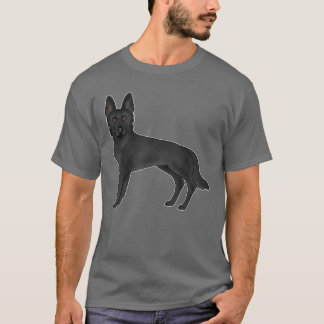 Black German Shepherd Herding Dog Illustration T-Shirt