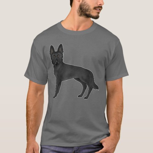 Black German Shepherd Herding Dog Illustration T_Shirt
