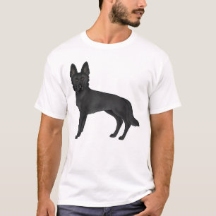 Black German Shepherd Herding Dog Illustration T-Shirt