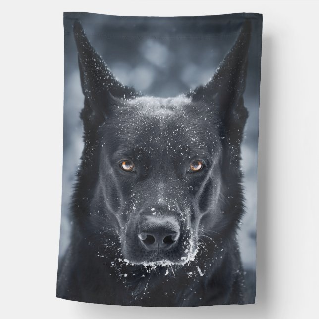 Black German Shepherd House Flag (Front)