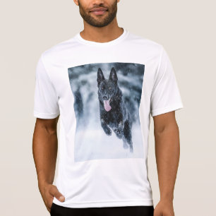 Black German Shepherd in snow Duvet Cover T-Shirt