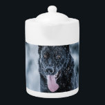 Black German Shepherd in snow Duvet Cover Teapot<br><div class="desc">Black German Shepherd in snow</div>