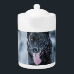 Black German Shepherd in snow Duvet Cover Teapot<br><div class="desc">Black German Shepherd in snow</div>