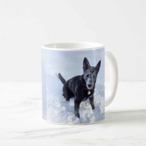 Black German Shepherd in the Snow Two Views ZKA Coffee Mug