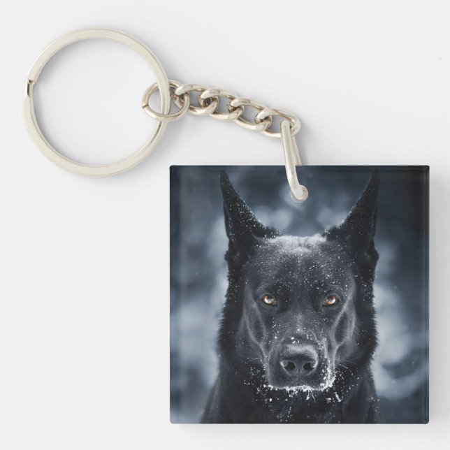 Black German Shepherd Keychain (Front)