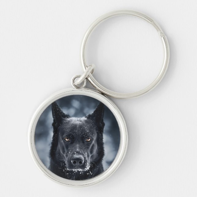 Black German Shepherd Keychain (Front)