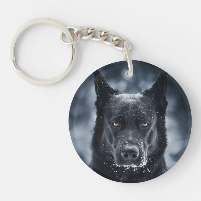 Black German Shepherd Keychain (Front)