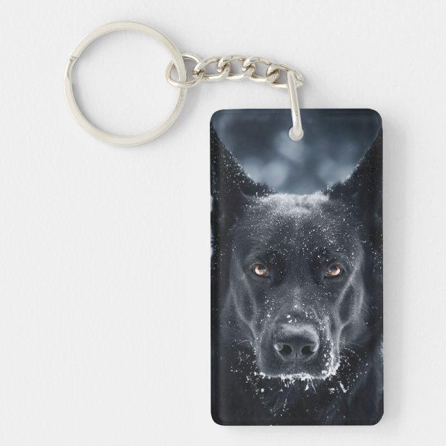 Black German Shepherd Keychain (Front)