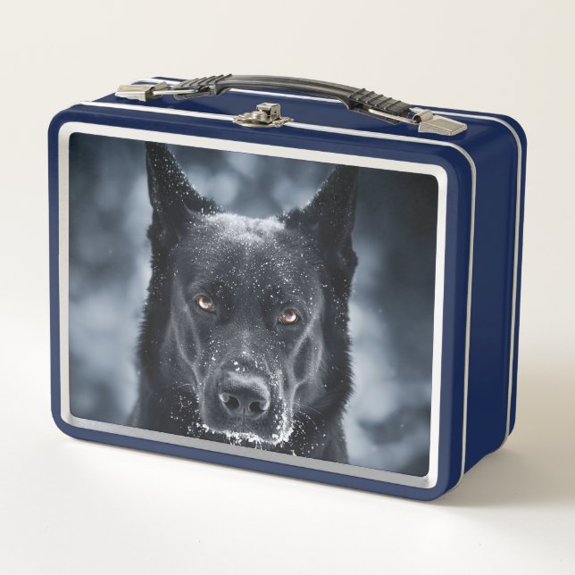 Black German Shepherd Metal Lunch Box (Front)