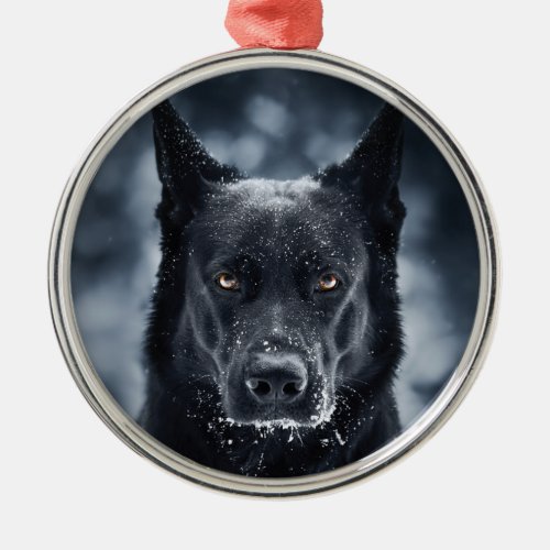 Black German Shepherd Metal Ornament