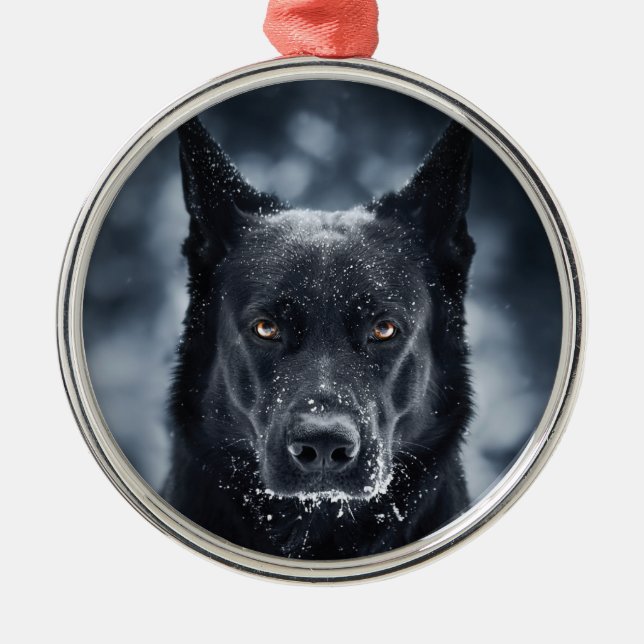Black German Shepherd Metal Ornament (Front)