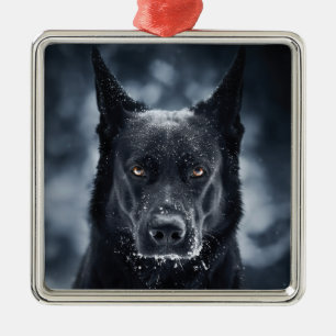 Black German Shepherd Metal Ornament