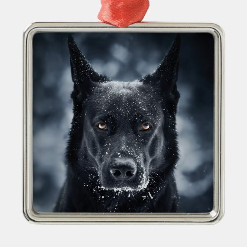 Black German Shepherd Metal Ornament