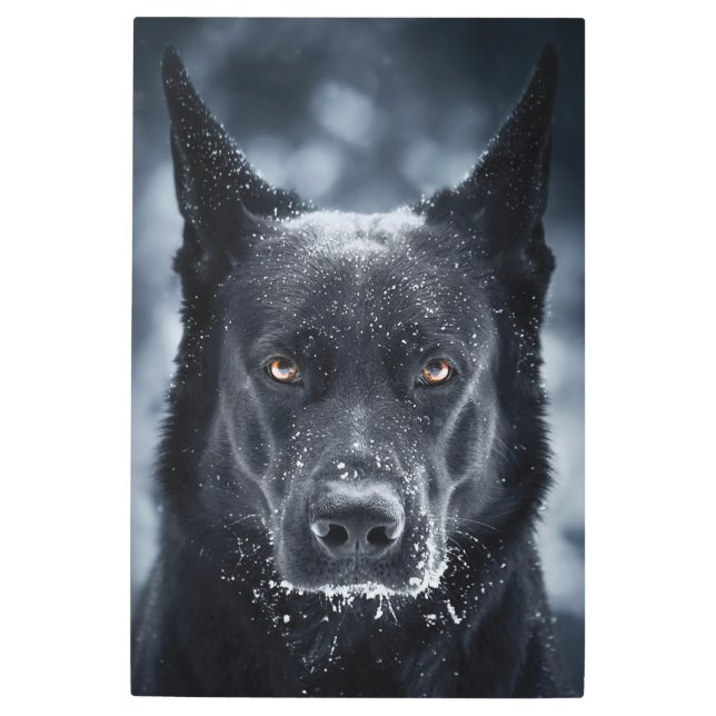 Black German Shepherd Metal Print (Front)