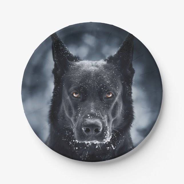 Black German Shepherd Paper Plates (Front)