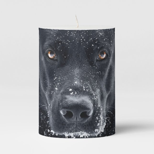 Black German Shepherd Pillar Candle (Front)