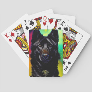 Black German Shepherd Poker Cards