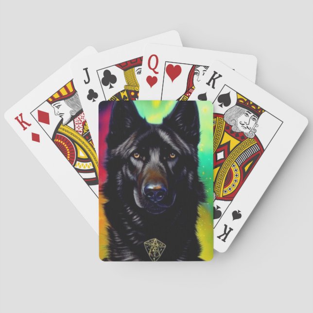 Black German Shepherd Poker Cards (Back)