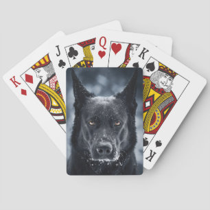 Black German Shepherd Poker Cards