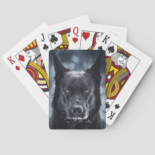 Black German Shepherd Poker Cards (Back)