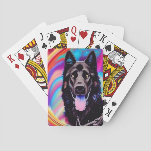 Black German Shepherd Poker Cards (Back)