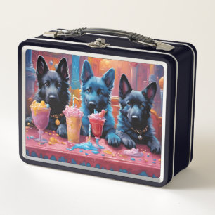 Black German Shepherd puppies, ice cream Metal Lunch Box