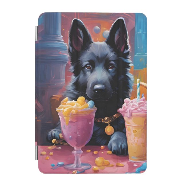 Black German Shepherd puppy, ice cream iPad Mini Cover (Front)